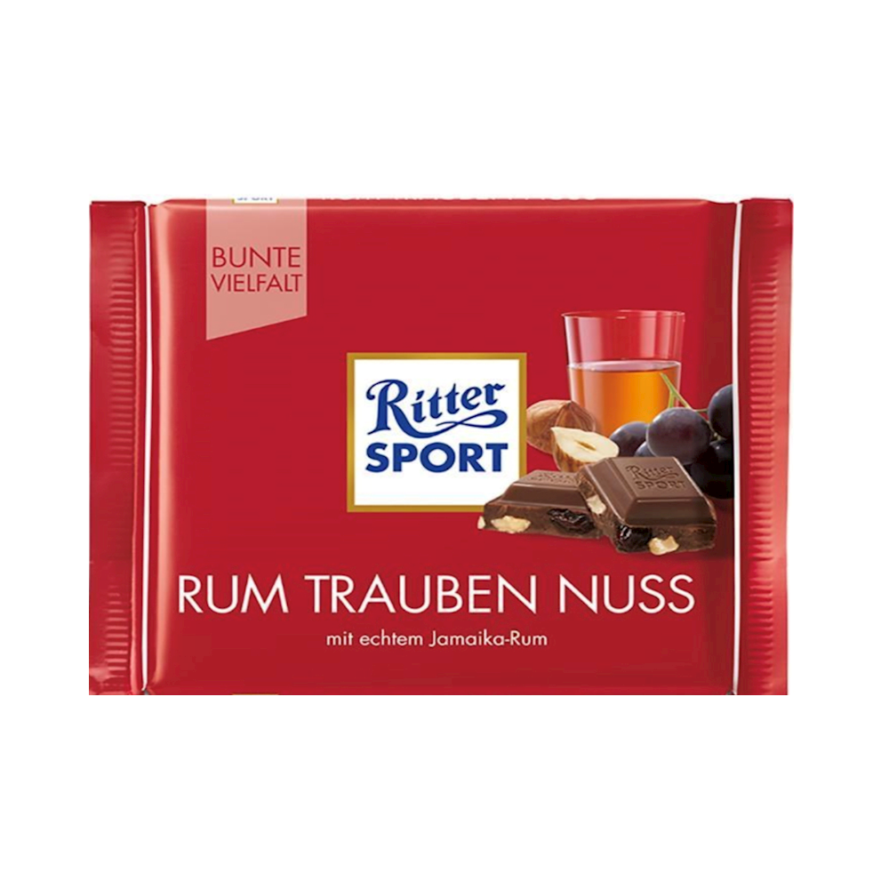 Ritter Sport Chocolate Rum Trauben Nuss 12pk
