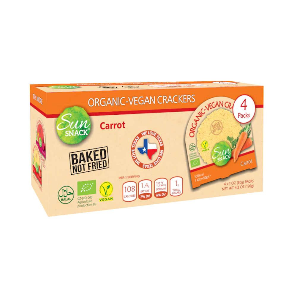 Sun Snack Organic-Vegan Crackers 12pk CARROT
