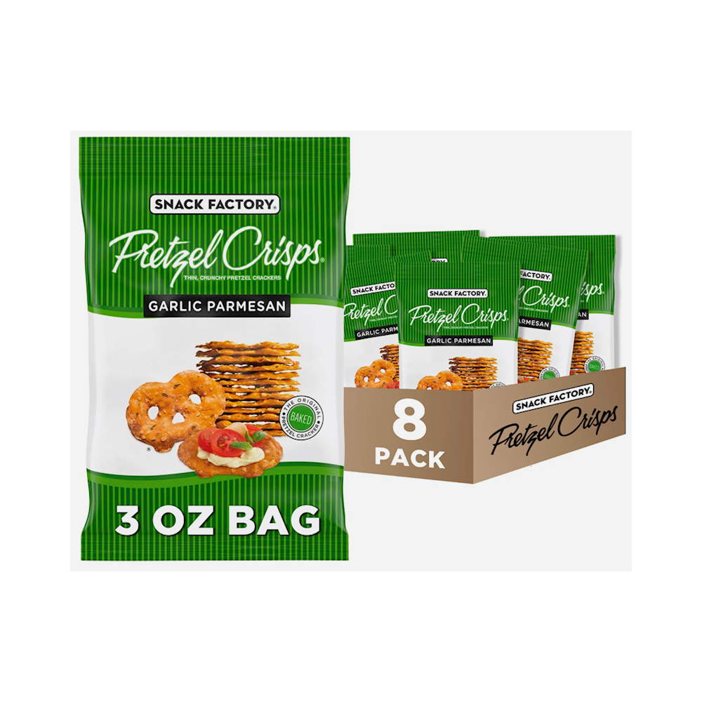 SNACK FACTORY 3OZ 8PK GARLIC PARM