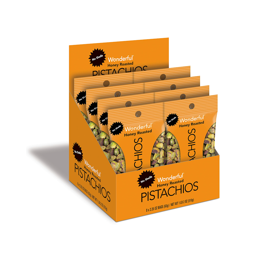 Wonderful Pistachio No Shells 3.25oz 8pk HONEY ROASTED