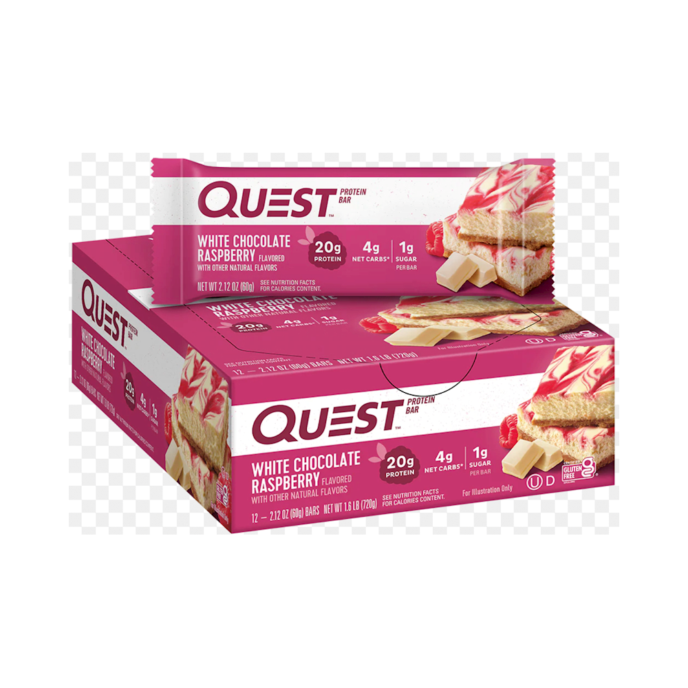 QUEST BAR WHITE CHOC RASBERRY 12PK