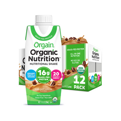 Orgain Organic Nutrition Shake, Grass Fed Protein, Iced Café Mocha 11oz, 12ct
